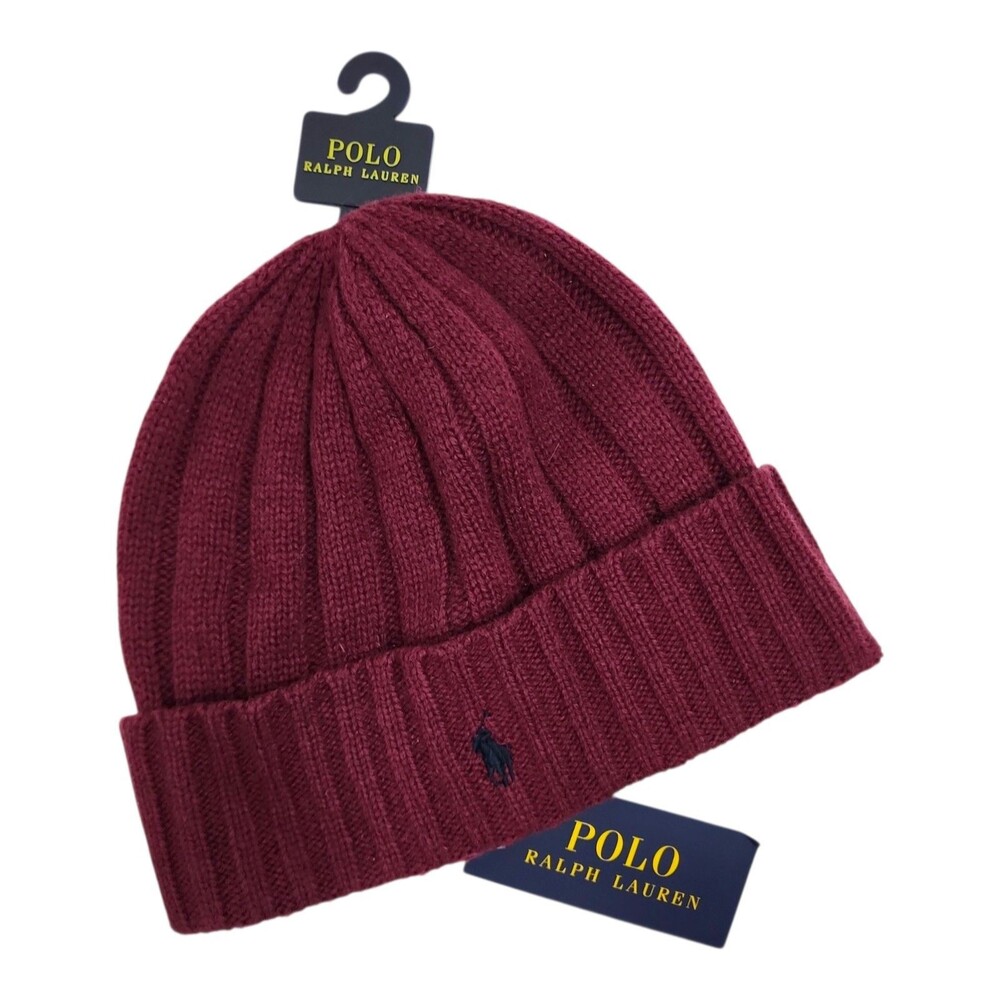 POLO RALPH LAUREN Beanie Hat Adult Burgundy Red One Size Casual Preppy Outdoor